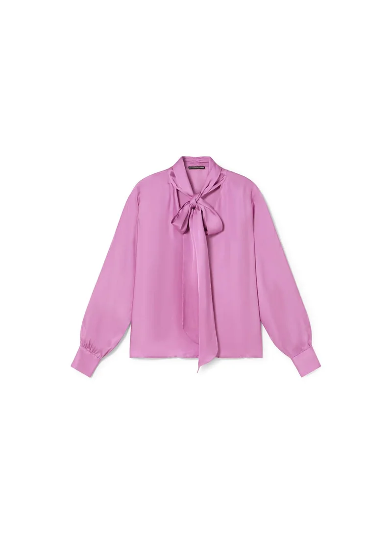 Lola Casademunt Fluid Satin Blouse with Bow